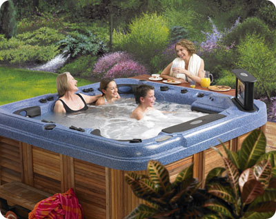 hot tub with swimming jet